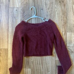 American Eagle Outfitters Off-the-Shoulder Maroon Sweater